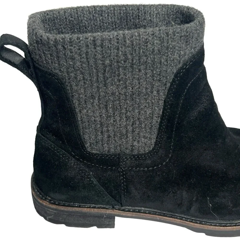 LL Bean Black East Point Waterproof Suede Chelsea Ankle Boots Size 9